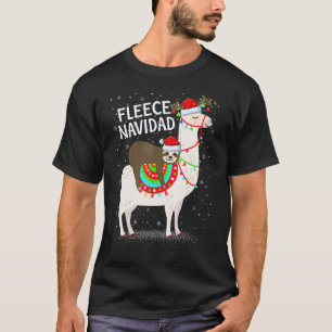 T-shirt Fleece Navidad Santa Paresseux à Cheval sur un Lam