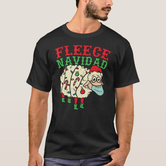 T-shirt Fleece Navidad Sheep Visage Masque de Noël Quarant (Devant)