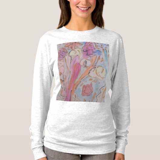 T-shirt Fleur Abstrait Pastel (Devant)