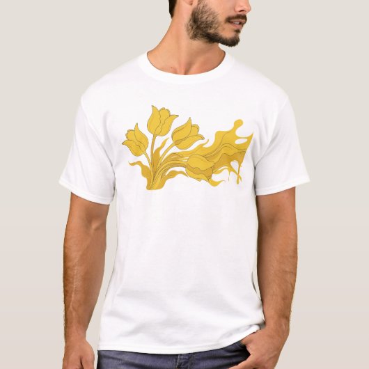 T-shirt Fleur abstraite branchée design graphique (Devant)