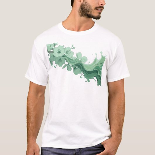 T-shirt Fleur abstraite de mode d'art unique (Devant)
