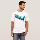 T-shirt Fleur Abstraite Verte Spéciale Création de Mode (Devant entier)