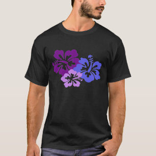 T-shirt Fleur actuelle de ketmie dans le bleu, le pourpre