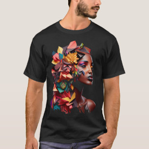 T-shirt Fleur Afro Melanin Origami d'Afrique Abstraite