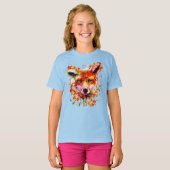 T-shirt Fleur animale d'esprit de Fox d'aquarelle de la (Devant entier)