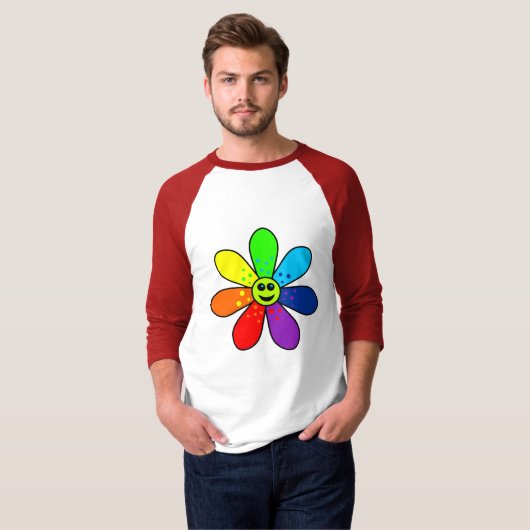 T-shirt Fleur Arc-en-ciel Raglan (Devant entier)