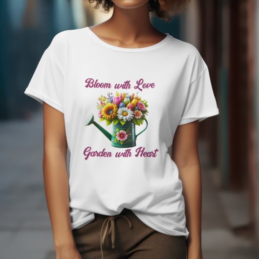 T-shirt Fleur avec amour Jardin avec coeur