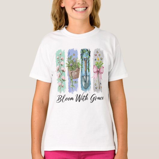 T-shirt Fleur avec Grace Garden Floral Art (Devant)