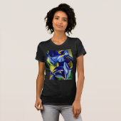 T-shirt Fleur bleue Iris peinture originale aquarelle (Devant entier)