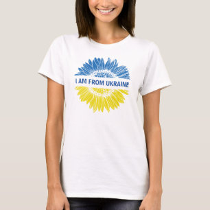 T-shirt Fleur bleue/jaune Je viens d'Ukraine. Personnalisa