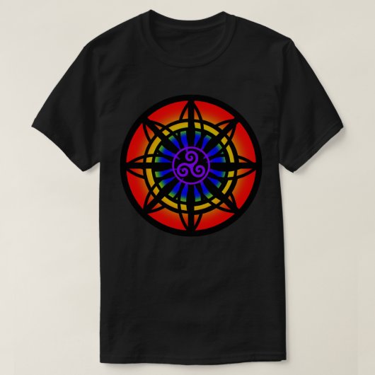 T-shirt Fleur celtique entrelacée arc-en-ciel spirale (Design devant)