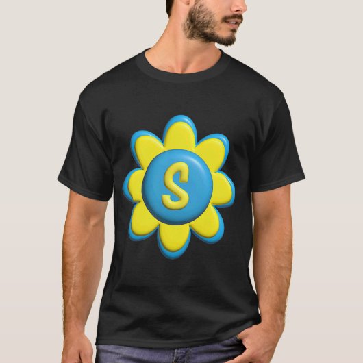 T-shirt Fleur colorée Monogramme S (Devant)
