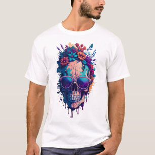 T-shirt Fleur crâne morte couleur V2