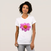 T-shirt Fleur Dahlia Rose Avec Centre Jaune (Devant entier)