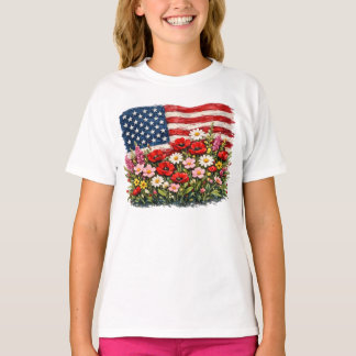 T-shirt Fleur d'American Flag