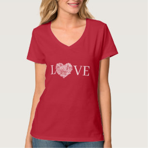 T-shirt Fleur d'amour de cœur rose