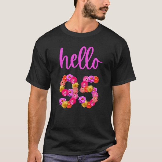 T-shirt Fleur d'anniversaire 95 ans Bonjour 95 C'est mon 9 (Devant)