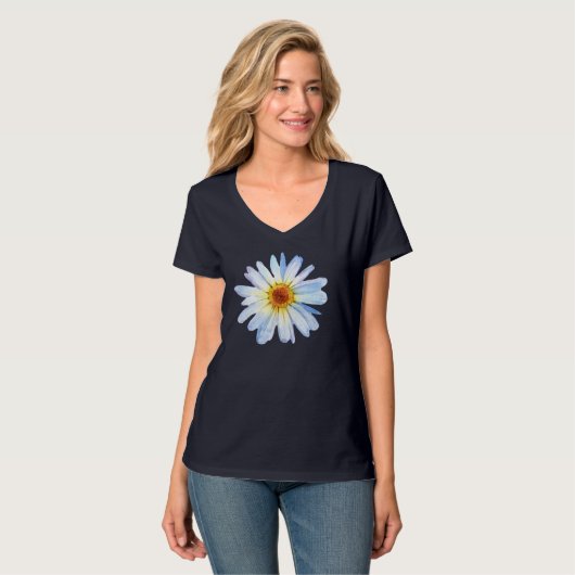 T-shirt Fleur d'aquarelle simple marron (Devant entier)