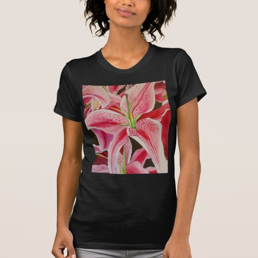T-shirt Fleur d'aquarelle Stargazer rose lièvre (Devant)