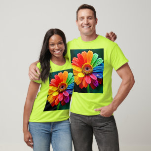 T-shirt Fleur d'art à pétale arc-en-ciel