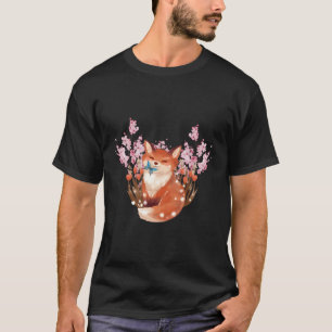 T-shirt Fleur de cerisier à fleurs de renard japonais Saku