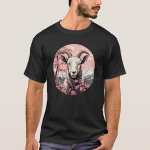 T-shirt Fleur de cerisier de chèvre amusante Fleurs animal