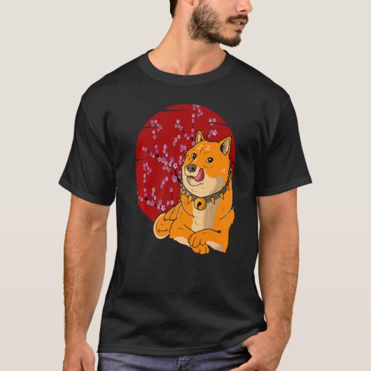 T-shirt Fleur de cerisier japonais Shiba Inu Chien (Devant)