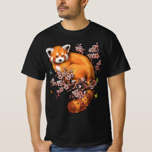 T-shirt Fleur de cerisier Panda rouge