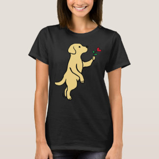 T-shirt Fleur de coeur minuscule du Labrador jaune
