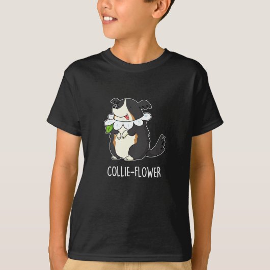 T-shirt Fleur de colle Funny Bordure Collie Chien Pun Dark (Devant)
