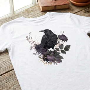 T-shirt Fleur de Corbeau Sombre et Mystérieux