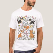 T-shirt Fleur de Corgi Mignon Chat (Devant)