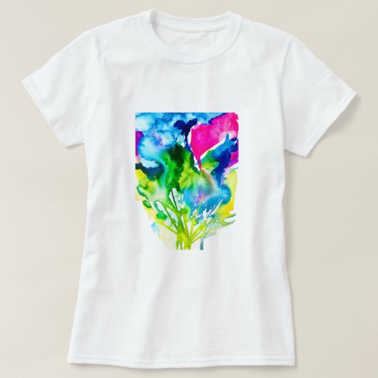 T-shirt Fleur de cyclamen rose Aquarelle abstraite (Design devant)