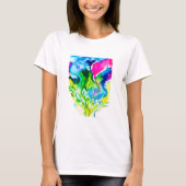 T-shirt Fleur de cyclamen rose Aquarelle abstraite (Devant)