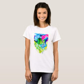 T-shirt Fleur de cyclamen rose Aquarelle abstraite (Devant entier)