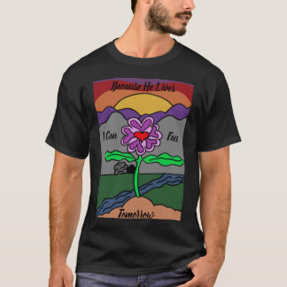 T-shirt Fleur de dessin à main colorée moderne