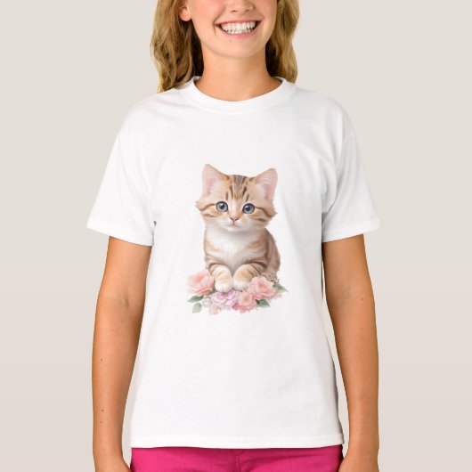 T-shirt Fleur de félins de fleur de chats mignons (Devant)