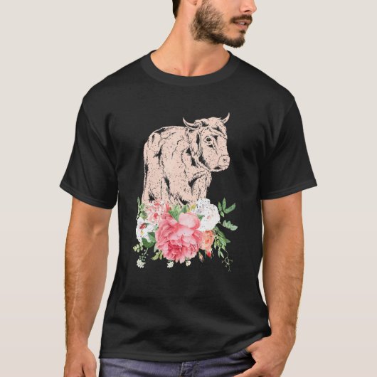 T-shirt Fleur de fermier d'animal de ferme Rose Écossaise (Devant)