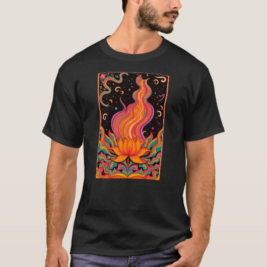 T-shirt Fleur de flamme psychédélique (Devant)