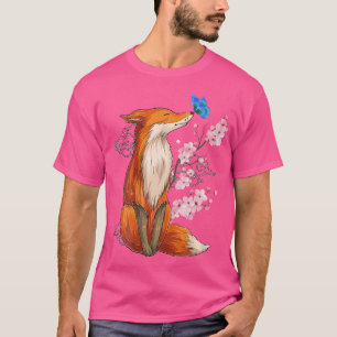 T-shirt Fleur de fleurs de cerisier renard japonais Sakura