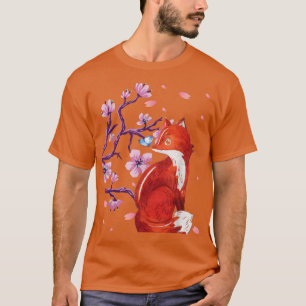 T-shirt Fleur de fleurs de cerisier renard japonais Vintag