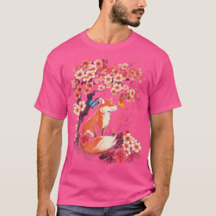 T-shirt Fleur de fleurs de cerisier Sakura Kawaii Renard j