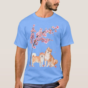 T-shirt Fleur de fleurs de cerisier Shiba Inu japonaise Sa