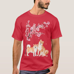 T-shirt Fleur de fleurs de cerisier Shiba Inu japonaise Sa