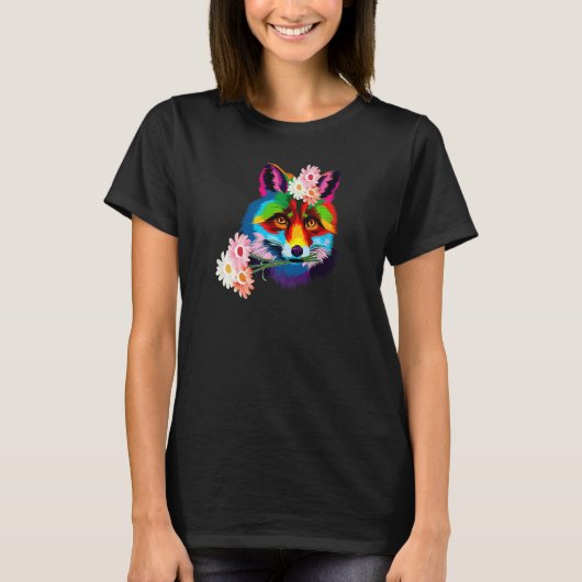 T-shirt Fleur de Fox colorée mignonne (Devant)