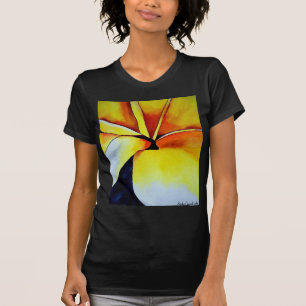 T-shirt Fleur de frangipanier jaune tropicale, art origina