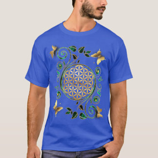 T-shirt Fleur de la vie Malachite tourbillon et papillons