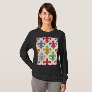 T-shirt Fleur-de-lis Fleurs Blanc Bold Coloré