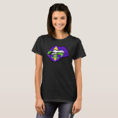 T-shirt Fleur De Lis Lips Cool Mardi Gras Carnival Women G (Devant entier)