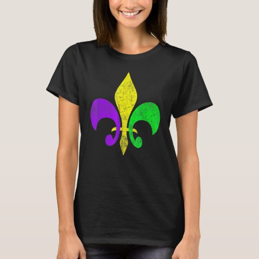 T-shirt Fleur de Lis & Mardi Gras Mask New Orleans Souveni (Devant)